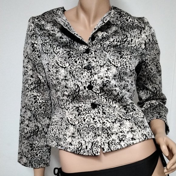 NEW Isaac Mizrahi for Target black Gold blazer Size M Medium Crop Dress Career 9 - Picture 1 of 16